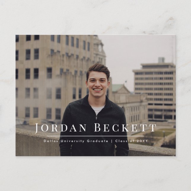 Minimalist Graduation Photo Announcement Postcard (Front)
