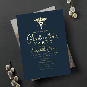Minimalist Graduation Photo Foil Invitation