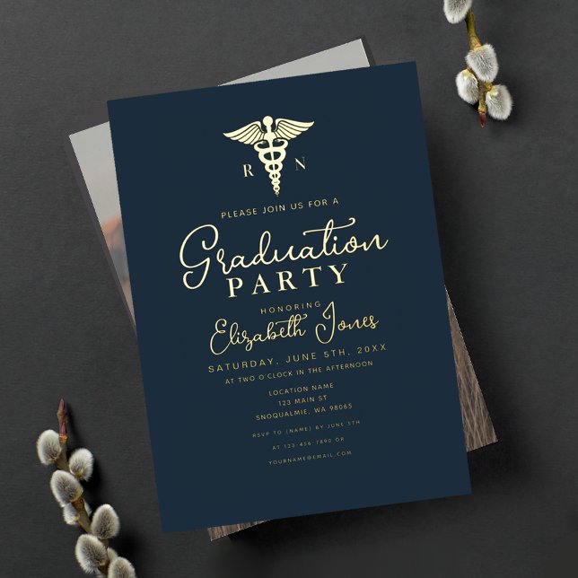 Minimalist Graduation Photo Foil Invitation (Creator Uploaded)
