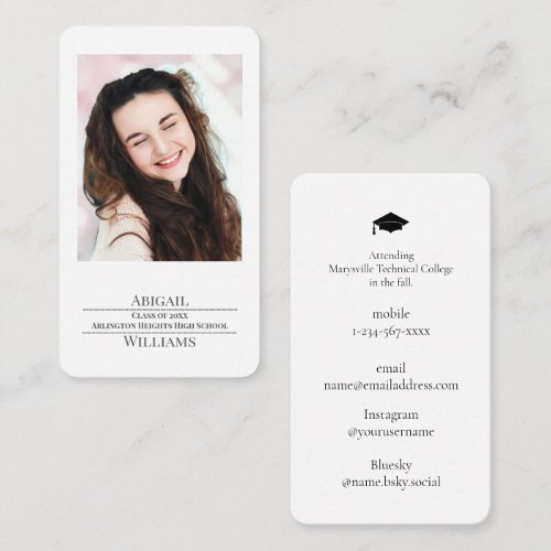 Minimalist Graduation Photo Style Calling Card