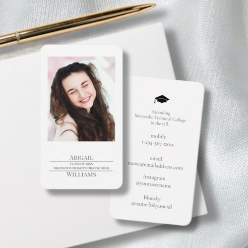 Minimalist Graduation Photo Style Calling Card