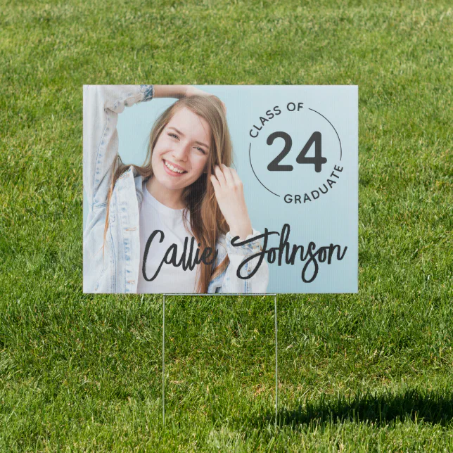 Graduation Mini Sign Minimalist Graduation Photo Yard Sign | Zazzle