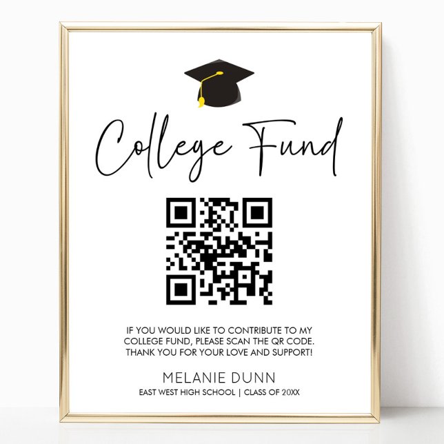 Minimalist Graduation QR Code College Fund Sign (Creator Uploaded)