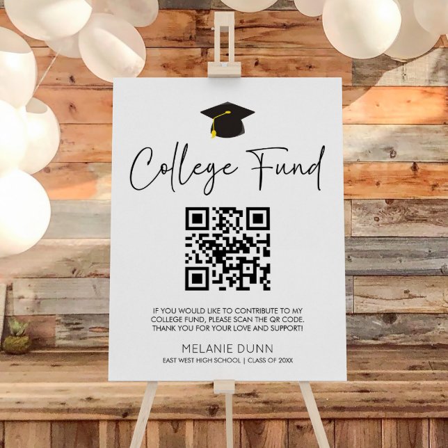 Minimalist Graduation QR Code College Fund Sign (Creator Uploaded)