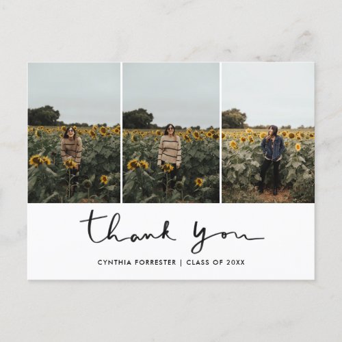 Minimalist Graduation Thank You Typography Photo Postcard