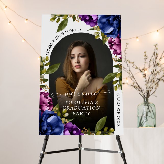 Minimalist Graduation Welcome Poster, Wildflower  Foam Board (In Situ (Stand))