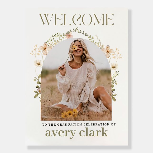 Minimalist Graduation Welcome Poster, Wildflower Foam Board (Front)