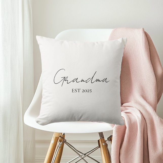 Minimalist Grandma EST 2025 Personalized Gift Throw Pillow (Creator Uploaded)