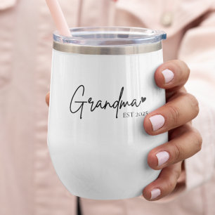 Minimalist Grandma EST New Grandma Gift Thermal Wine Tumbler