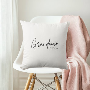 Minimalist Grandma EST | New Grandma Gift Throw Pillow