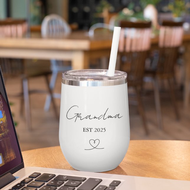 Minimalist Grandma EST Year Custom Wine Tumbler (Creator Uploaded)