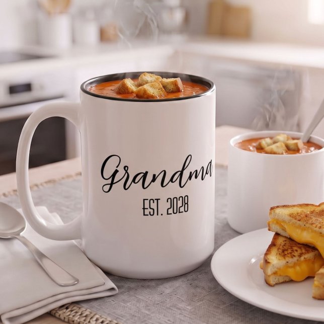 Minimalist Grandma Established Black Script Text Coffee Mug (Creator Uploaded)