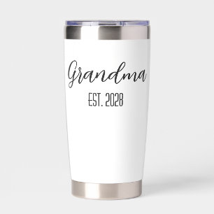 Minimalist Grandma Established Black Script Text Insulated Tumbler