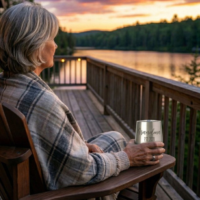 Minimalist Grandma Established Black Script Text Thermal Wine Tumbler (Creator Uploaded)