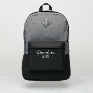 Minimalist Grandma Established White Script Text Port Authority® Backpack