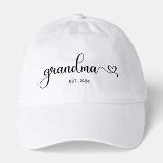 Minimalist Grandma Swash Heart Script Hat