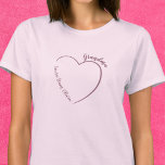 Minimalist Grandma with Grandkids Names and Heart T-Shirt<br><div class="desc">Celebrate the love of a grandmother with the Minimalist Grandma with Grandkids’ Names and Heart T-Shirt. Designed with soft dusty pink elements, this stylish and sentimental tee features a half-heart shape, with "Grandma" elegantly written along the right curve of the heart. The names of the grandkids follow the natural curve...</div>