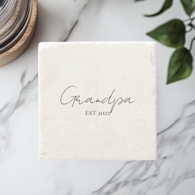 Minimalist Grandpa EST 2025 | New Grandpa Gift Stone Coaster (Creator Uploaded)