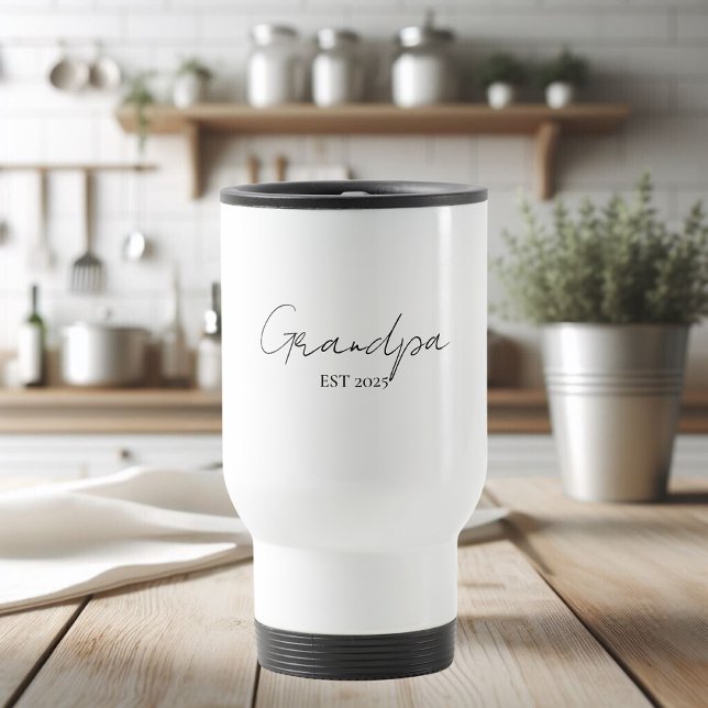 Minimalist Grandpa EST 2025 Personalized  Travel Mug (Creator Uploaded)
