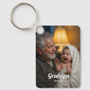 Minimalist Grandpa EST Custom Photo Keychain