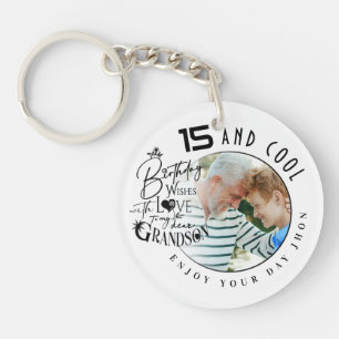 Minimalist Grandson Custom Gifts Keychain