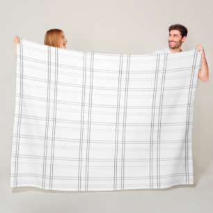 Minimalist Graph Paper Grid Pattern Fleece Blanket