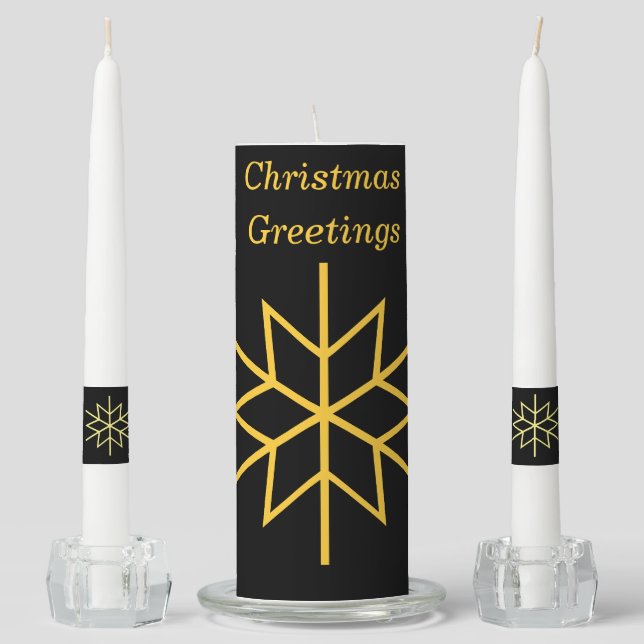 minimalist graphic design festive gold star black  unity candle set (Front)