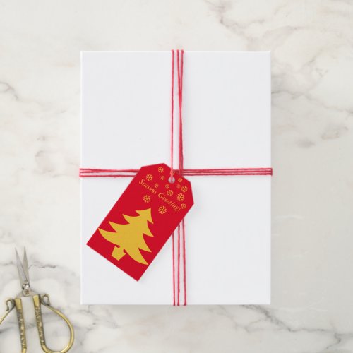 minimalist graphic design gold tree for christmas gift tags