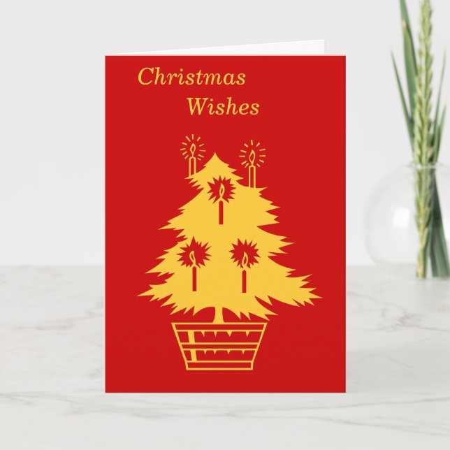 minimalist graphic design gold tree for christmas holiday card (Front)