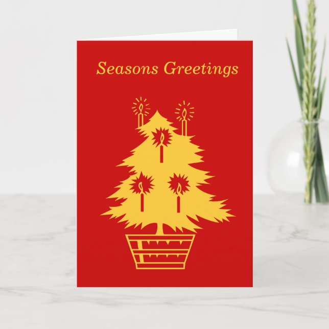 minimalist graphic design gold tree for christmas holiday card (Front)