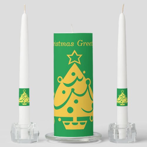 minimalist graphic design gold tree for christmas  unity candle set