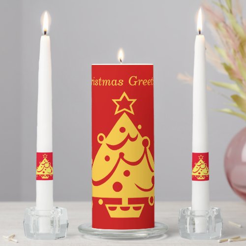 minimalist graphic design gold tree for christmas unity candle set