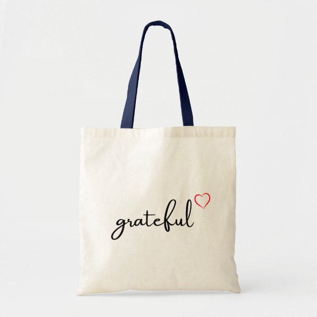 Minimalist Grateful Heart Tote Bag (Front)
