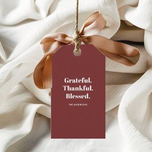 Minimalist Grateful Thankful Blessed Thanksgiving Gift Tags