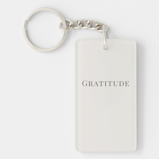 Minimalist Gratitude – Calm Typography Design Keychain (Front)