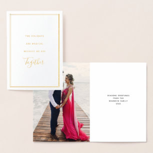 Minimalist Gratitude Photo Holiday Gold Foil Card
