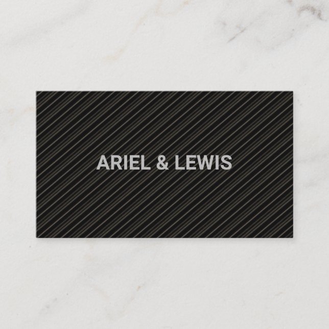 Minimalist gray and black diagonal stripes business card (Front)
