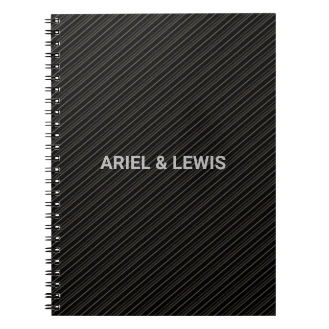 Minimalist gray and black diagonal stripes notebook (Front)