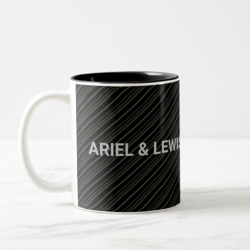 Minimalist gray and black diagonal stripes Two_Tone coffee mug