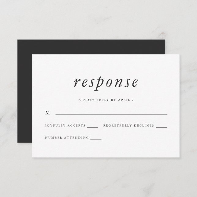 Minimalist Gray and White Wedding Rsvp Response (Front/Back)