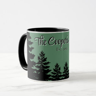 Minimalist gray black pine tree silhouette     mug