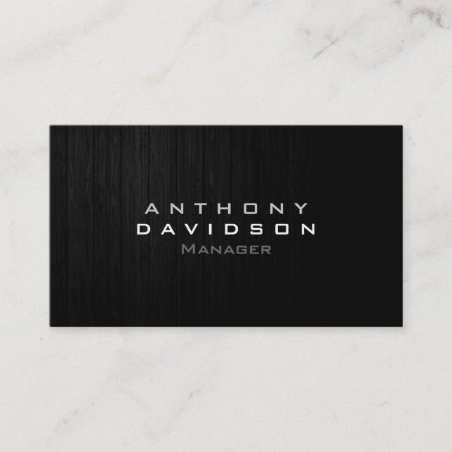 Minimalist Gray Black White Wood Business Card (Front)