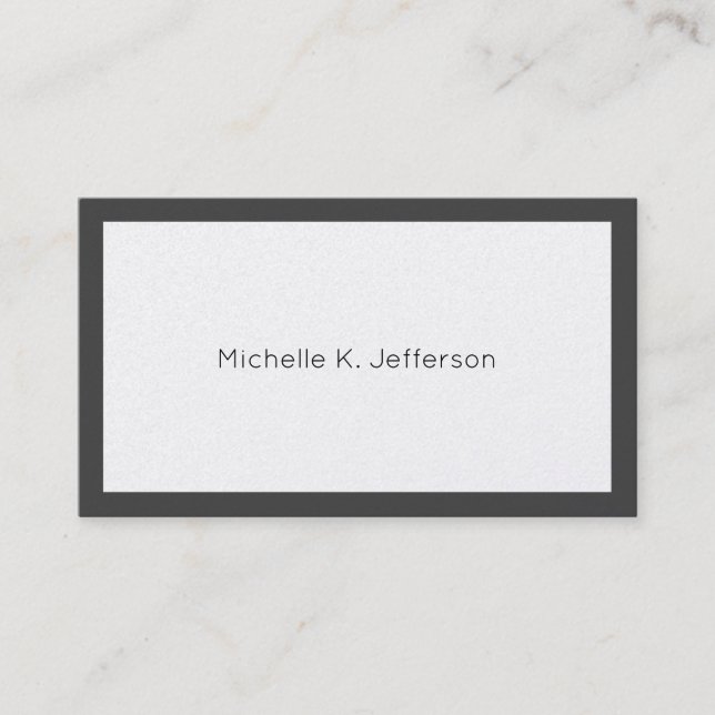 Minimalist Gray Border Business Card (Front)