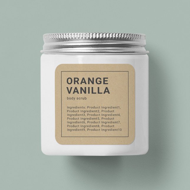 Minimalist Gray Border Ingredients Kraft Label (Creator Uploaded)