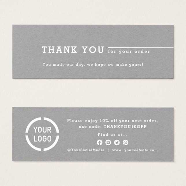 Minimalist gray business logo thank you insert (Front & Back)