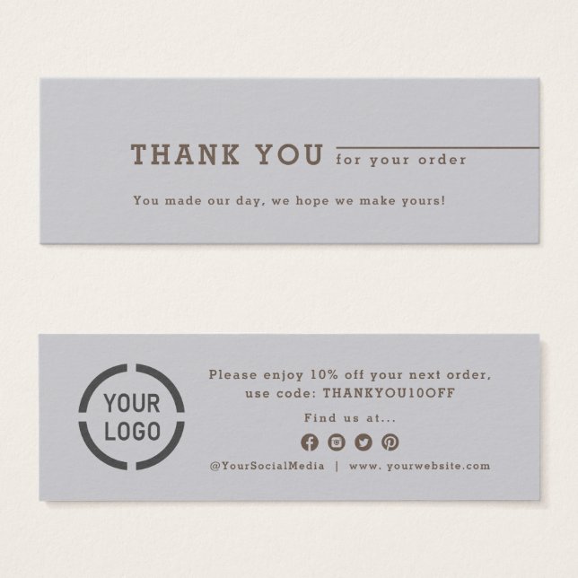 Minimalist gray business logo thank you insert (Front & Back)
