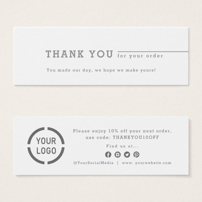 Minimalist gray business logo thank you insert (Front & Back)