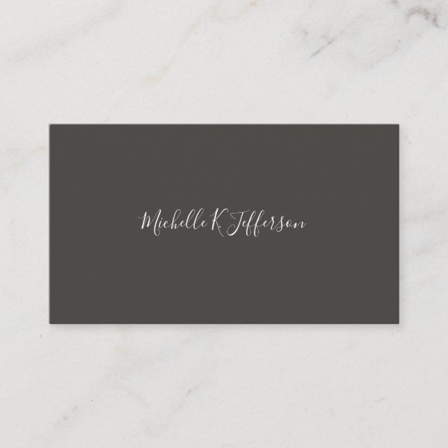 Minimalist Gray Cursive Text Business Card (Front)