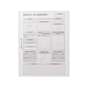 Minimalist Gray Daily Planner - Customizable Name Notepad