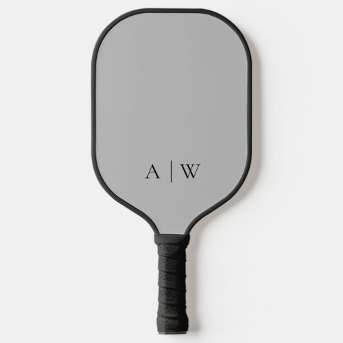 Minimalist Gray Elegant Monogram Pickleball Paddle